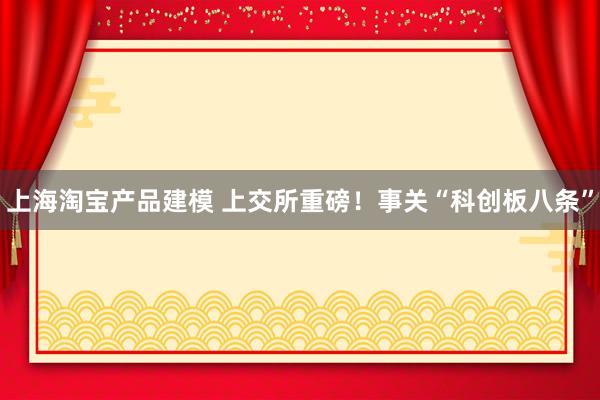 上海淘宝产品建模 上交所重磅！事关“科创板八条”